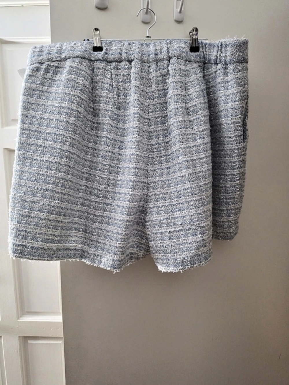 ELOQUII Textured High Waist Shorts in Blue & White Size 20 NWT